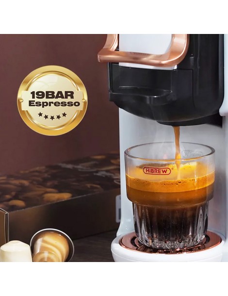 HiBREW H2B Caffettiera 5 in 1 con linea di livello dell'acqua macchina per caffè a capsule caldo/freddo a 19 bar - Bianco In Vendita