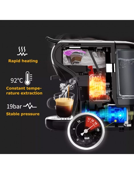 HiBREW H1A 1450W 19 bar Macchina per caffè espresso macchina per caffè caldo/freddo a capsule multiple 4 in 1 - Nero Nuova