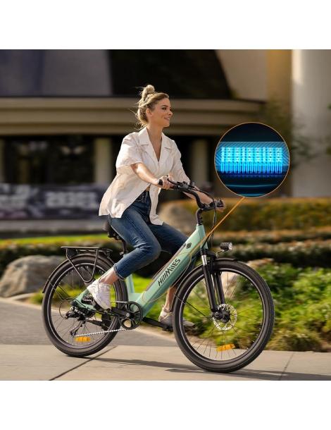 HillMiles MileCity1 Bicicletta elettrica motore da 250W batteria da 36V 13AH pneumatico da 26 pollici - Verde Qualità Garantita