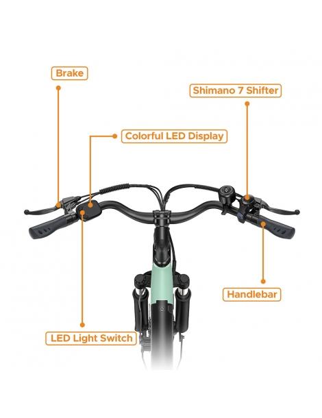 HillMiles MileCity1 Bicicletta elettrica motore da 250W batteria da 36V 13AH pneumatico da 26 pollici - Verde Qualità Garantita