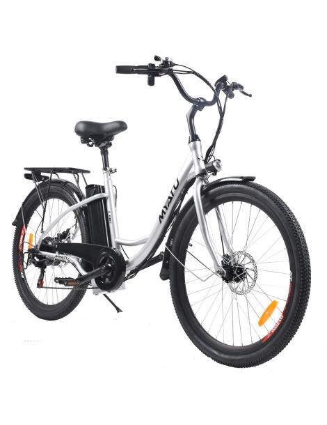MYATU MYT-TYY Bicicletta elettrica motore 350W batteria 36V 15Ah pneumatici 26*1.95'' velocità massima 25km/h - Bianco Presa
