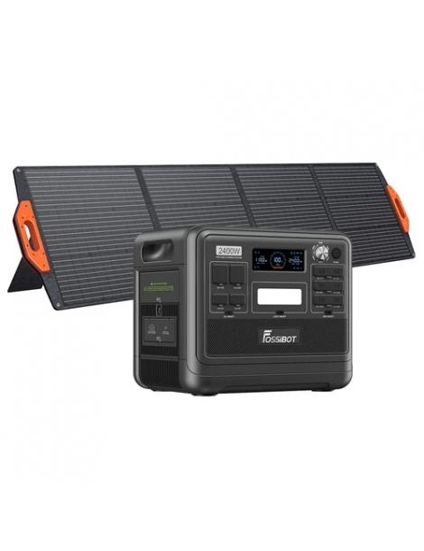 FOSSiBOT F2400 Generatore Solare Portatile da 2048Wh/2400W+Fossibot SP200 18V 200W Pannello Solare Pieghevole - Nero Hotsell
