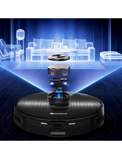 Proscenic M8 Robot Aspirapolvere con Navigazione Lidar 3 in 1 Aspiratore Robot e Mop con una Forte Aspirazione di 2700Pa Presa