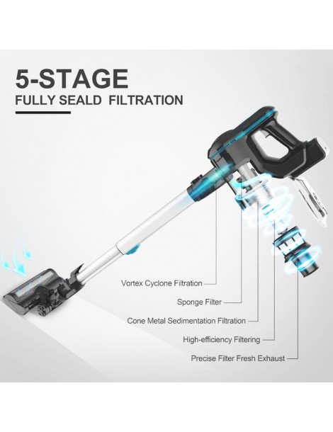 INSE N5 6 in 1 Aspirapolvere Senza Fili 12000Pa Potenza di Aspirazione 45mins Lunga Autonomia 5 Stadi di Filtrazione Vendite Flash
