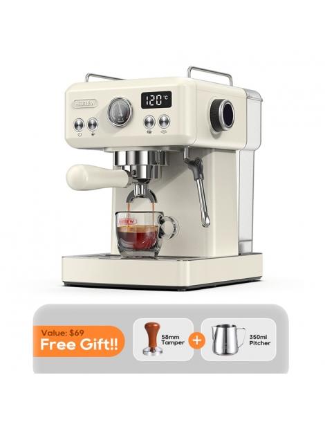 HiBREW H10A Macchina da caffè pressione di estrazione 19 bar temperatura e volume della tazza regolabili - Beige Soddisfazione Garantita