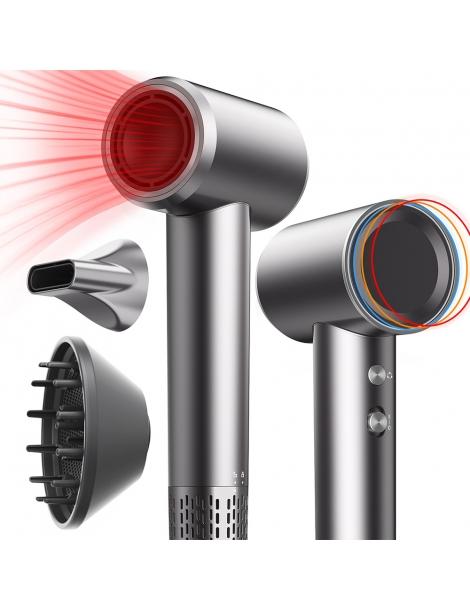 Micollme H6S Asciugacapelli con 2 bocchette asciuga i capelli medi in 2-3 minuti 59dB tecnologia a ioni negativi - grigio Prezzo Ridotto
