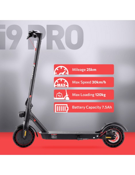 iScooter i9 Pro Scooter elettrico 8 5 pollici Pneumatico a nido d'ape 350W Motore 7 5Ah Batteria 30km/h Velocità massima Nero Spedizione Gratuita