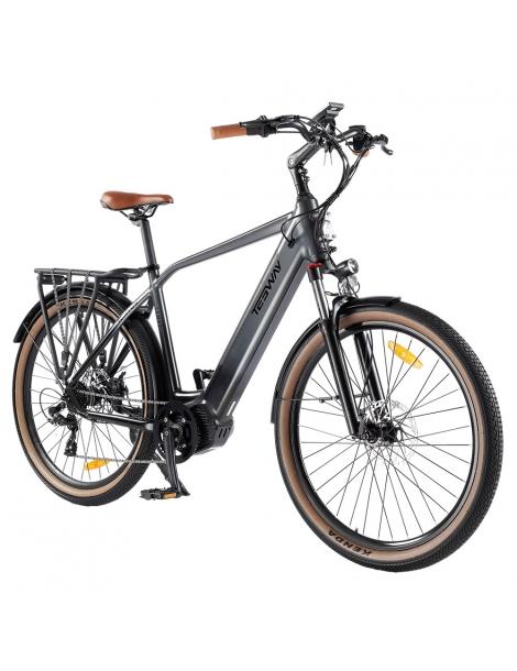 TESWAY COMET-M Bicicletta elettrica con motore centrale motore 500W batteria 48V 14Ah pneumatici 27 5*2 4 pollici - Grigio Fino Al -60%