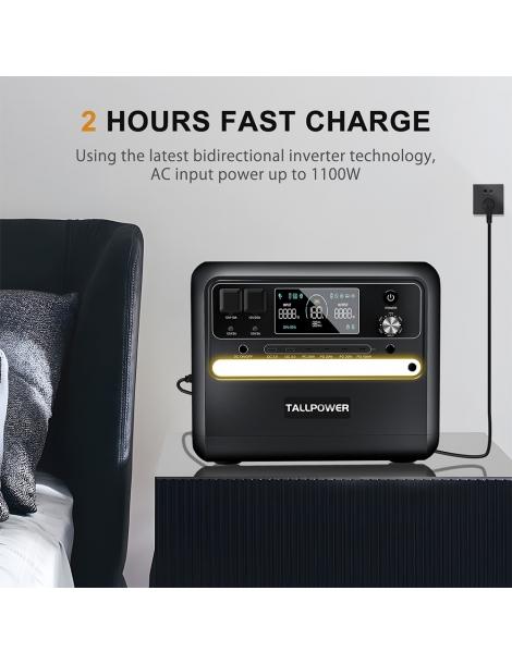 TALLPOWER V2400 Stazione di alimentazione portatile generatore solare LiFePo4 da 2160Wh uscita CA da 2400W UPS - Nero Qualità