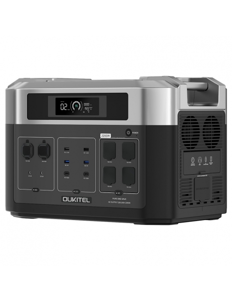 OUKITEL BP2000 Centrale elettrica portatile batteria LiFePO4 da 2048Wh/640000mAh uscita AC da 2200W UPS da 2000W Soddisfazione Garantita