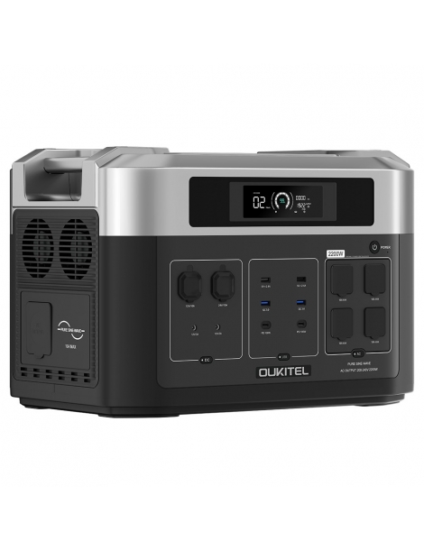 OUKITEL BP2000 Centrale elettrica portatile batteria LiFePO4 da 2048Wh/640000mAh uscita AC da 2200W UPS da 2000W Soddisfazione Garantita
