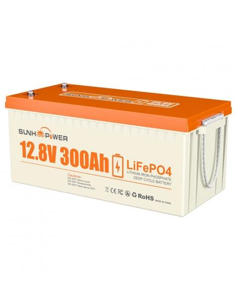 SUNHOOPOWER 12V 300Ah LiFePO4 Batteria energia 3840Wh BMS 200A integrato potenza di carico max. 2560W IP68 Qualità Garantita