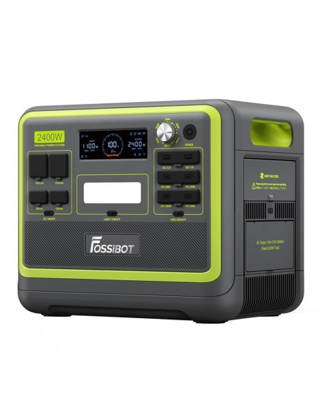 FOSSiBOT F2400 Generatore Solare Portatile da 2048Wh/2400W+SP200 18V 200W Pannello Solare Pieghevole - Verde Promozione Limitata