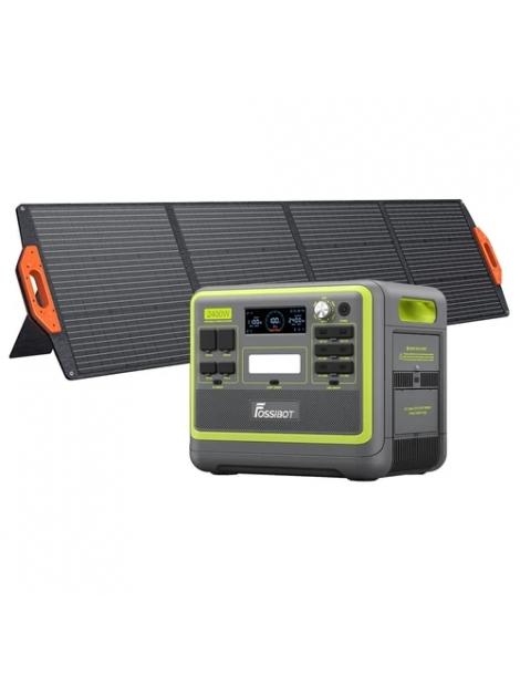FOSSiBOT F2400 Generatore Solare Portatile da 2048Wh/2400W+SP200 18V 200W Pannello Solare Pieghevole - Verde Promozione Limitata