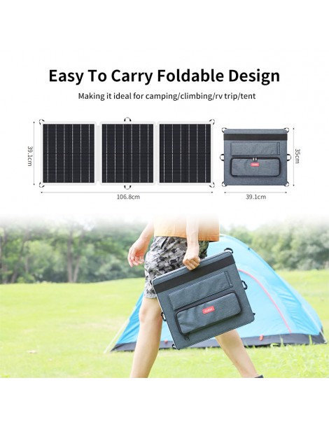 GOFORT Pannello Solare Portatile 18V 60W con Tre Porte di Uscita DC/QC3.0/USB-A Vendita Calda