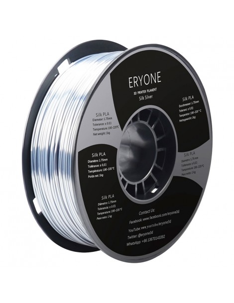 ERYONE Seta PLA Filamento per stampante 3D 1 75 mm Tolleranza 0 03 mm 1 kg (2 2 libbre)/Pool - Argento In Linea