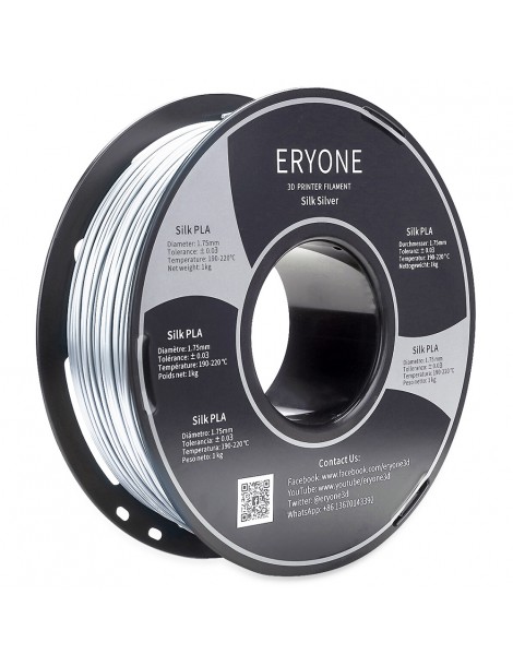 ERYONE Seta PLA Filamento per stampante 3D 1 75 mm Tolleranza 0 03 mm 1 kg (2 2 libbre)/Pool - Argento In Linea