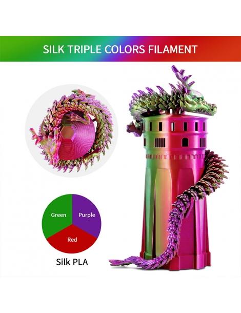 ERYONE Filamento PLA seta tricolore 1kg - rosso viola e verde Prezzo Ridotto