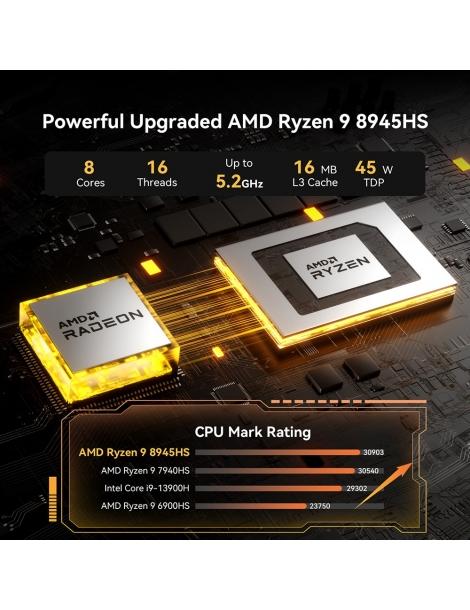 GEEKOM A8 AI Mini PC AMD Ryzen 9 8945HS 8 Core Max 5.2GHz 32GB DDR5 RAM 2TB SSD Presa
