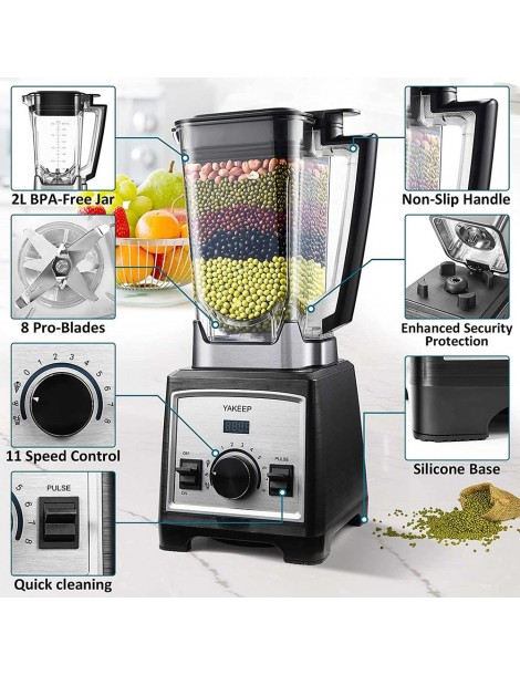 Yakeep 8188 2000W Stand Mixer frullatore per frullati da 2L con agitatore 32000 RPM 8 lame in acciaio Vendita Economica