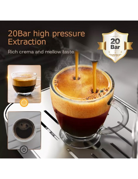 HiBREW H10 1050W macchina da caffè semi-automatica a 20 bar macchina per caffè espresso a cialde e macinato ESE capacità 1 5L Moda