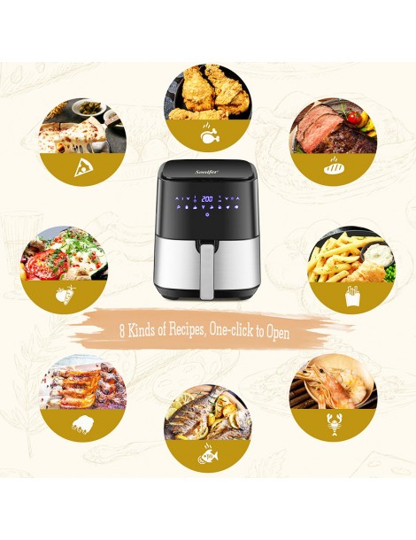 Sonifer SF1014 1450W 5L Friggitrice ad aria senza olio LED Touchscreen friggitrice elettrica Cestello antiaderente Consegna Veloce