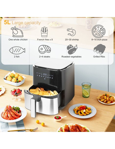 Sonifer SF1014 1450W 5L Friggitrice ad aria senza olio LED Touchscreen friggitrice elettrica Cestello antiaderente Consegna Veloce