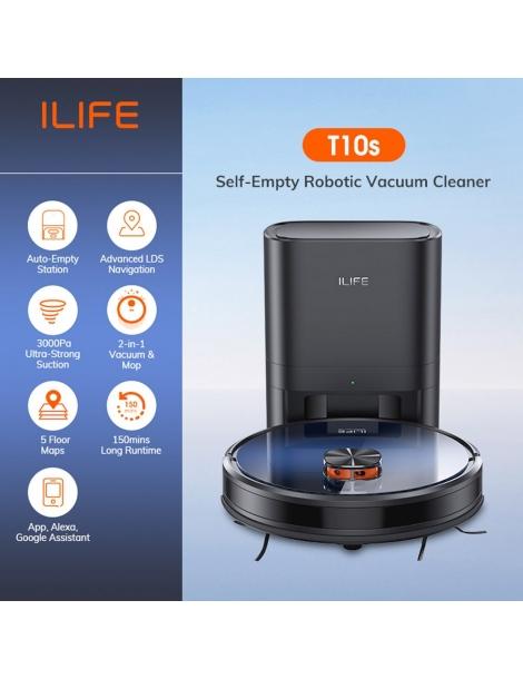 ILIFE T10s Robot Aspirapolvere Aspirazione 3000Pa Navigazione LDS Stazione di Svuotamento Automatico 2025