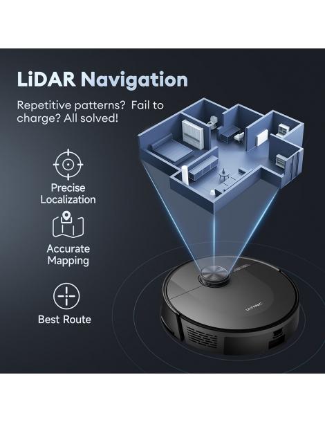 Ultenic D10 Robot Aspirapolvere 15min LiDAR Quick Map 4000Pa Suction 120min Carpet Auto-Boost - Nero Nuovo