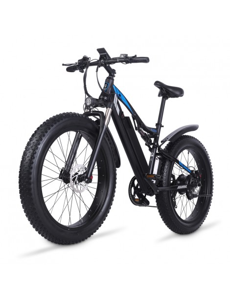 Shengmilo MX03 Bicicletta elettrica 48V 1000W Motore brushless 17Ah Batteria 26 pollici Pneumatici 40km/h – Nero Qualità Garantita