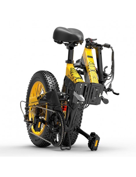 BEZIOR XF200 Bici elettrica pieghevole da 20 pollici con pneumatici grassi Motore da 1000 W Batteria da 48 V 15 Ah - Nero Giallo Negozi Online