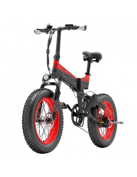 BEZIOR XF200 Bici elettrica pieghevole da 20 pollici con pneumatici grassi Motore da 1000 W Batteria da 48 V 15 Ah - Nero Rosso Acquista Ora