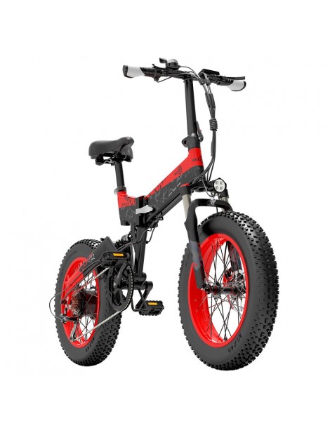 BEZIOR XF200 Bici elettrica pieghevole da 20 pollici con pneumatici grassi Motore da 1000 W Batteria da 48 V 15 Ah - Nero Rosso Acquista Ora
