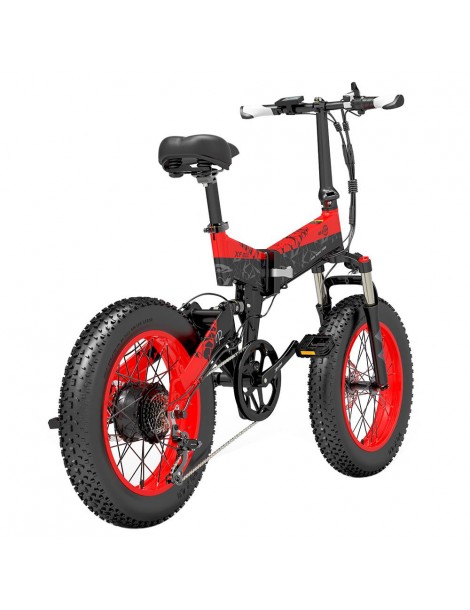 BEZIOR XF200 Bici elettrica pieghevole da 20 pollici con pneumatici grassi Motore da 1000 W Batteria da 48 V 15 Ah - Nero Rosso Acquista Ora