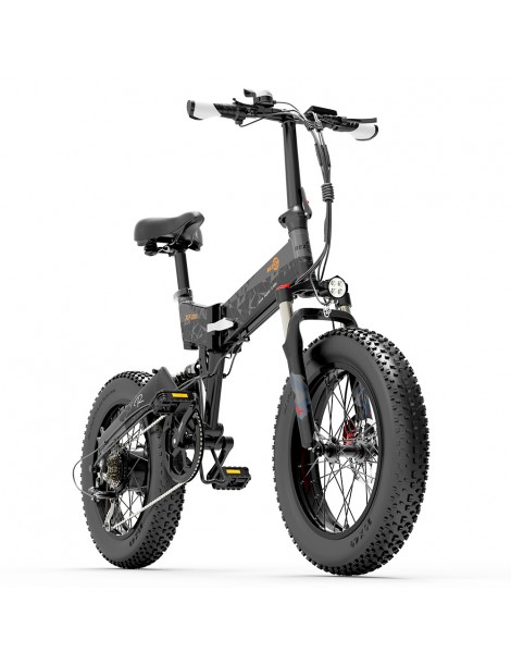 BEZIOR XF200 Bici elettrica pieghevole da 20 pollici con pneumatici grassi Motore da 1000 W Batteria da 48 V 15 Ah - Nero Grigio Consegna Veloce