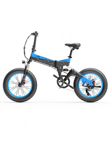 BEZIOR XF200 Bici elettrica pieghevole da 20 pollici con pneumatici grassi Motore da 1000 W Batteria da 48 V 15 Ah - Nero Blu Promozione Limitata