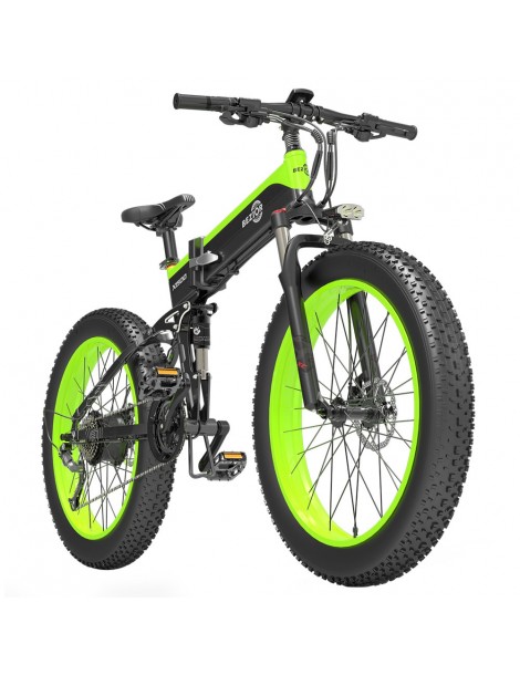 BEZIOR X1500 26 pollici Pneumatico Grasso Bicicletta Elettrica Pieghevole 1500W Motore - Nero Verde Novità