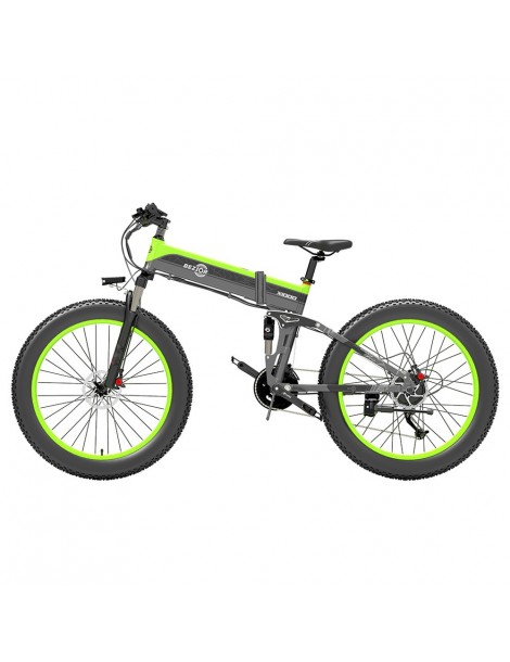 BEZIOR X1000 26 pollici Fat Tire Foldable Electric Bike 1000W Motore Panasonic 48V 12.8Ah Batteria - Nero Verde Affare Del Giorno