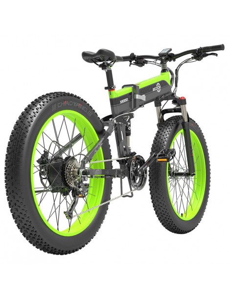 BEZIOR X1000 26 pollici Fat Tire Foldable Electric Bike 1000W Motore Panasonic 48V 12.8Ah Batteria - Nero Verde Affare Del Giorno