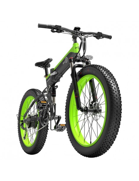 BEZIOR X1000 26 pollici Fat Tire Foldable Electric Bike 1000W Motore Panasonic 48V 12.8Ah Batteria - Nero Verde Affare Del Giorno