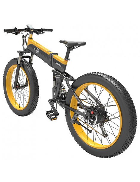 BEZIOR X1000 26 pollici Fat Tire Foldable Electric Bike 1000W Motore Panasonic 48V 12.8Ah Batteria - Nero Giallo Prezzo Ridotto