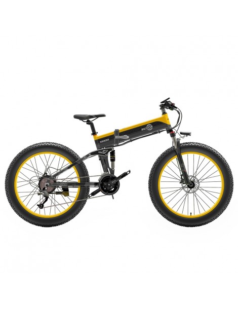 BEZIOR X1000 26 pollici Fat Tire Foldable Electric Bike 1000W Motore Panasonic 48V 12.8Ah Batteria - Nero Giallo Prezzo Ridotto