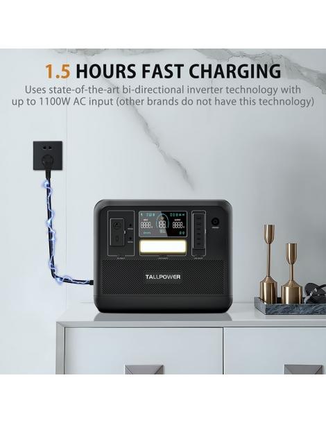 TALLPOWER V2000 Stazione di alimentazione portatile generatore solare LiFePo4 da 1536Wh uscita CA da 2000W - Nero Vendite Flash