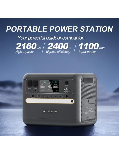 TALLPOWER V2400 Stazione di alimentazione portatile generatore solare LiFePo4 da 2160Wh uscita CA da 2400W UPS - Grigio Nuova