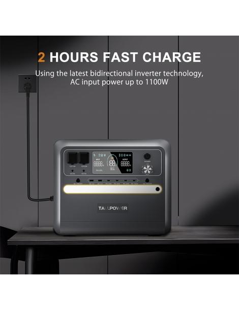 TALLPOWER V2400 Stazione di alimentazione portatile generatore solare LiFePo4 da 2160Wh uscita CA da 2400W UPS - Grigio Nuova