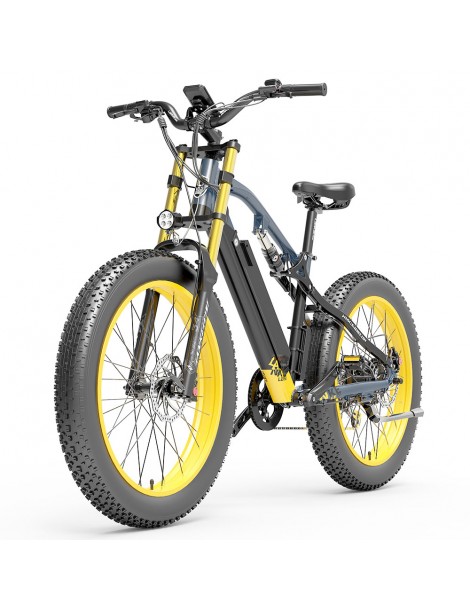 LANKELEISI RV700 16Ah 48V 1000W Bicicletta elettrica - Nero Giallo Prezzo Ridotto
