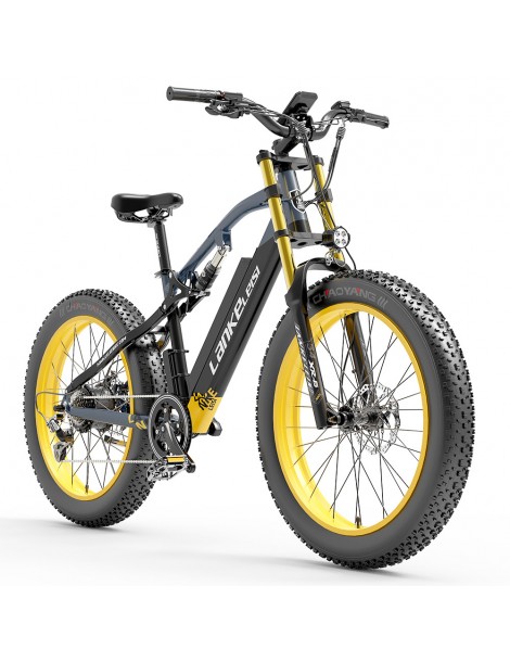 LANKELEISI RV700 16Ah 48V 1000W Bicicletta elettrica - Nero Giallo Prezzo Ridotto