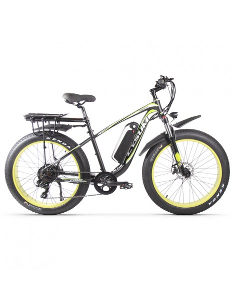CYSUM M980 Pneumatici Grassi da 26 pollici Bicicletta Elettrica 1000W Motore Brushless 17Ah Batteria rimovibile - Nero Verde Presa