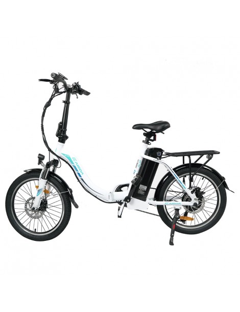 KAISDA K7 Ciclomotore elettrico pieghevole bicicletta da montagna motore 350W SHIMANO a 7 velocità controllo APP - Bianco Vendite Flash