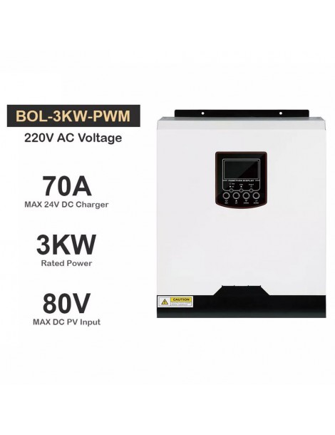 DAXTROMN Inverter solare off grid da 3KW caricatore PWM da 24V DC 70A ingresso PV 80VDC Inverter sinusoidale puro senza WiFi Qualità Garantita